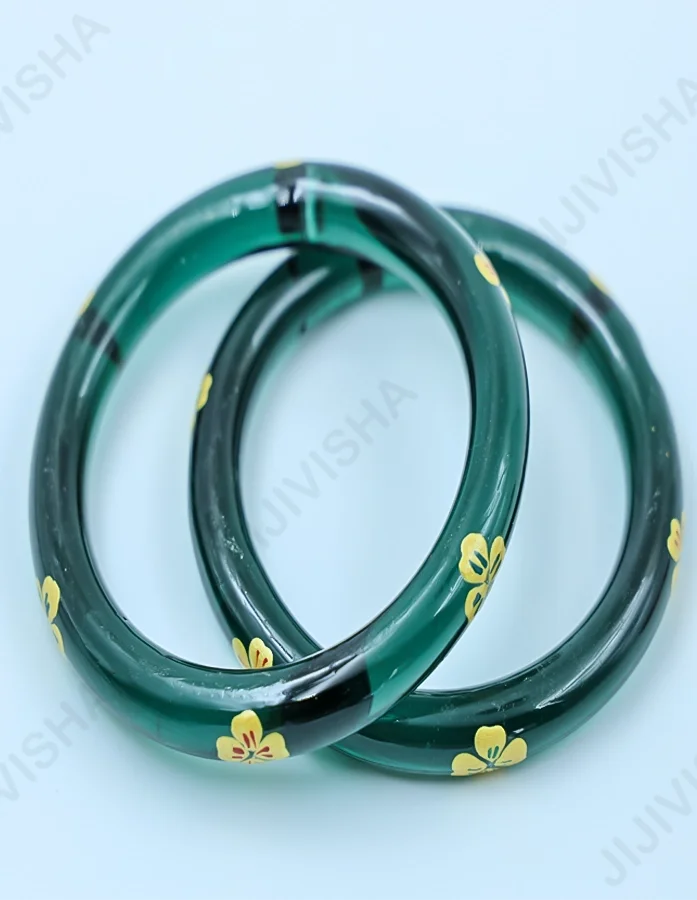 Buy Emerald Elegance Crystal Belgium Glass Bangles Online