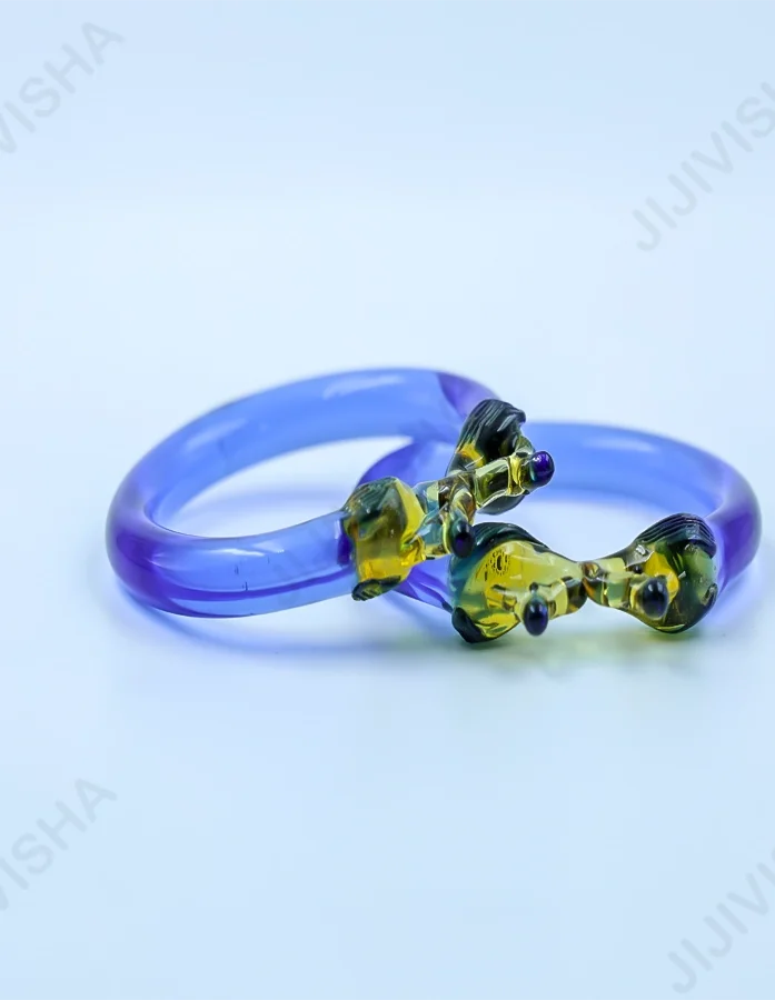 Crystal Royal Blue Bangles with Peacock Ends