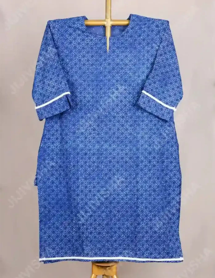 Buy Azure Hand Block Print Cotton Kurta Online