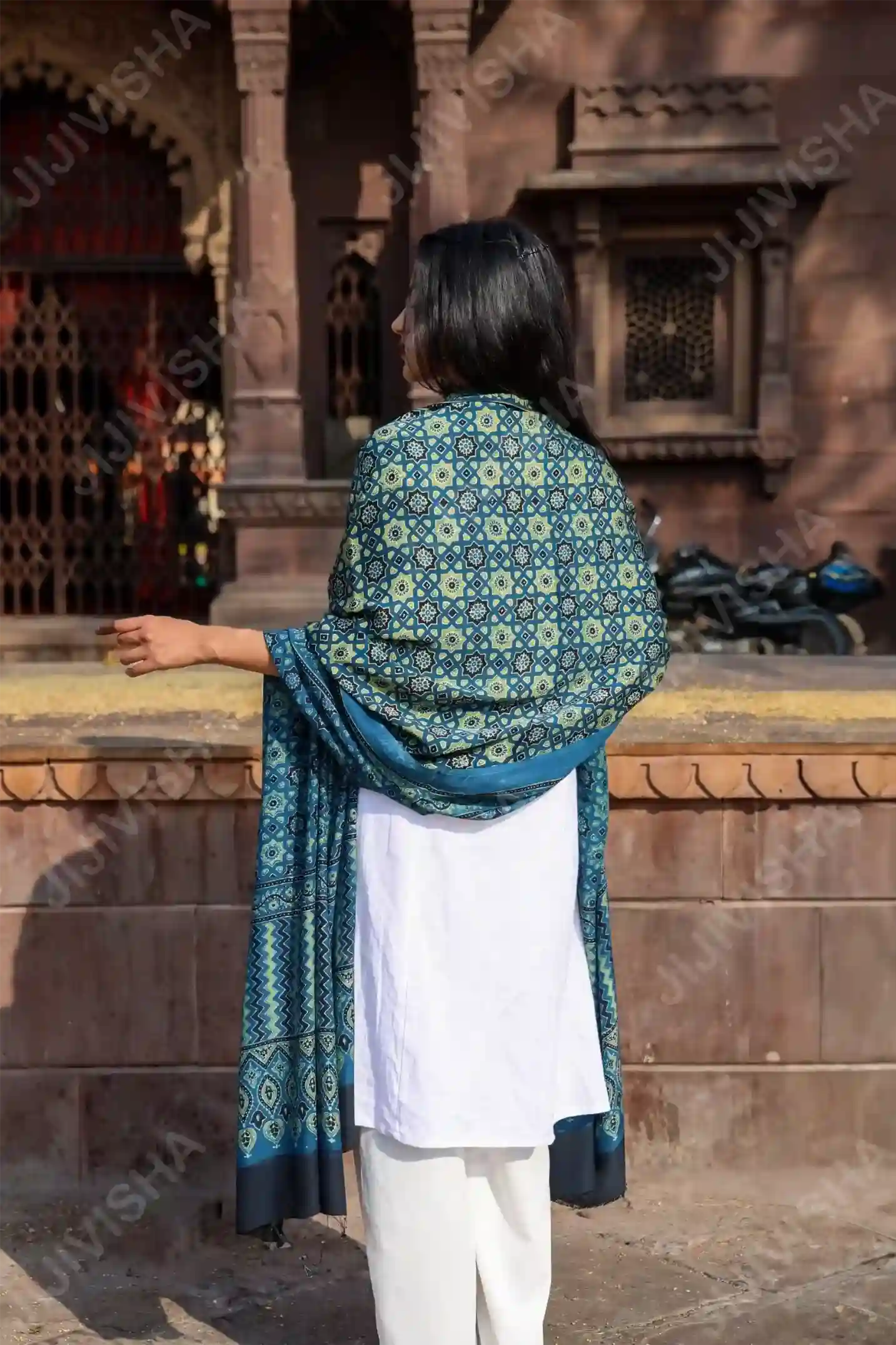 Buy Emerald Zenith Ajrakh Modal Silk Dupatta Online