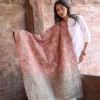 JVWAPSW040_1 Buy Kantha Stitched Peach and Mint Green Floral Print Stole Online