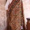 JVWAPSW040_10 Buy Kantha Stitched Peach and Mint Green Floral Print Stole Online