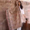 JVWAPSW040_6 Buy Kantha Stitched Peach and Mint Green Floral Print Stole Online