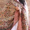 JVWAPSW040_8 Buy Kantha Stitched Peach and Mint Green Floral Print Stole Online