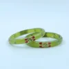 Buy Leaf Green Glass Bangles with Hand-Painted Online
