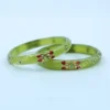 Buy Leaf Green Glass Bangles with Hand-Painted Online
