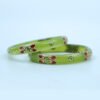 Buy Leaf Green Glass Bangles with Hand-Painted Online