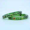 Buy Dark Green Crystalline Glass Bangles with Hand Painting Online