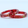 Buy Red Crystalline Belgian Glass Bangles with Hand Painting Online