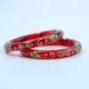 Buy Red Crystalline Belgian Glass Bangles with Hand Painting Online