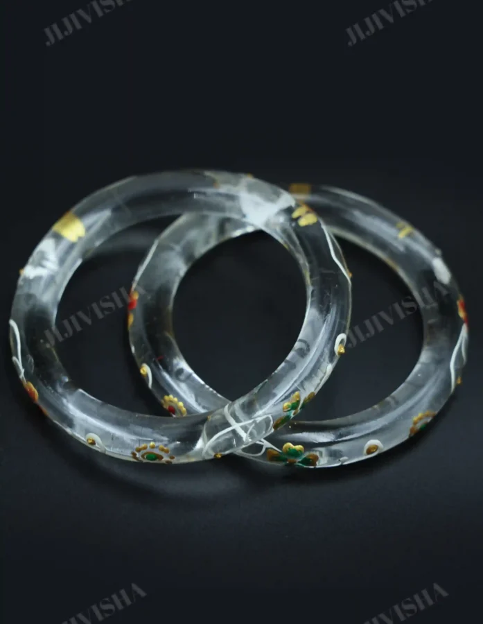 Buy Belgian Glass Bangles with Golden, White, and Red Hand Painting Online