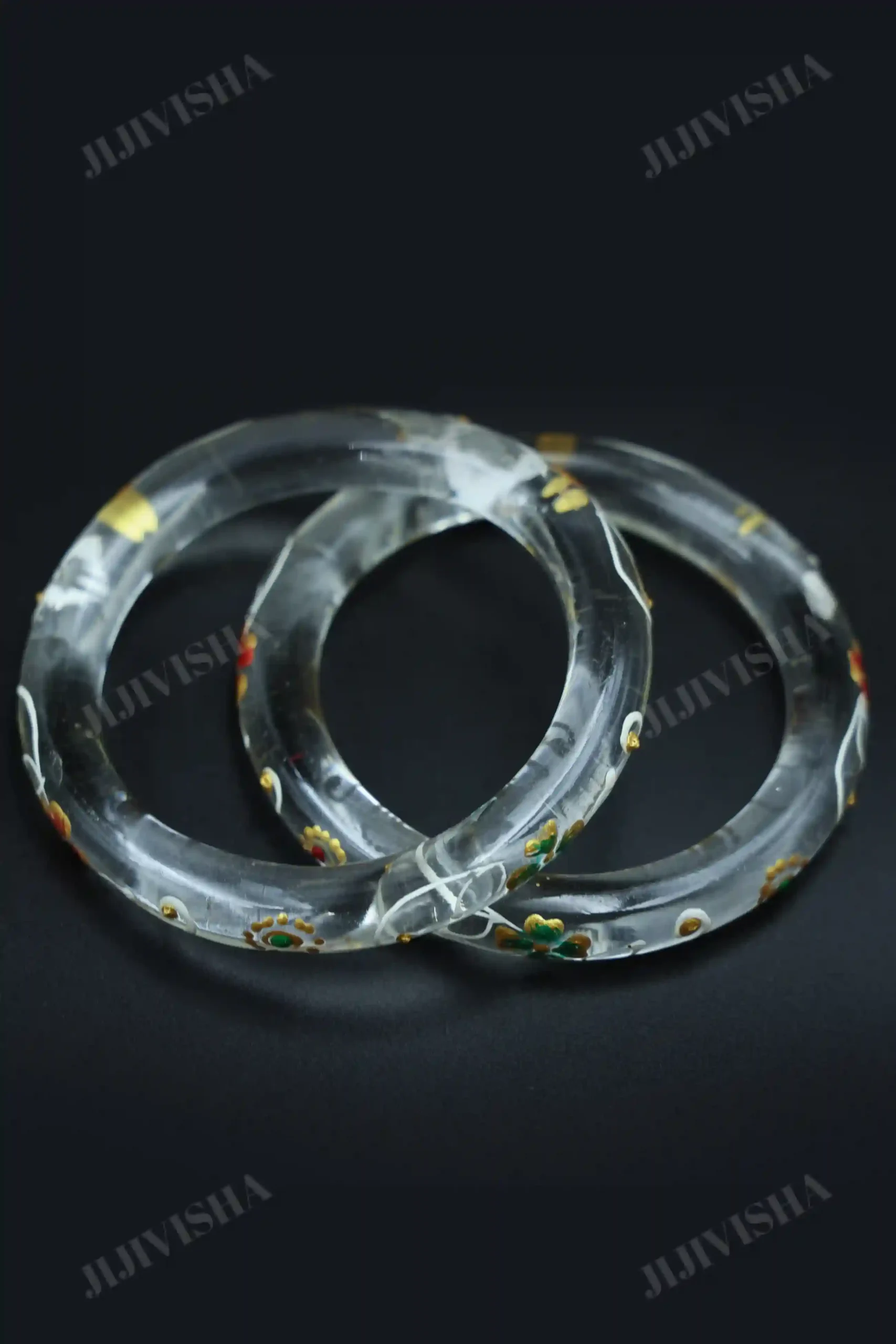 Buy Belgian Glass Bangles with Golden, White, and Red Hand Painting Online