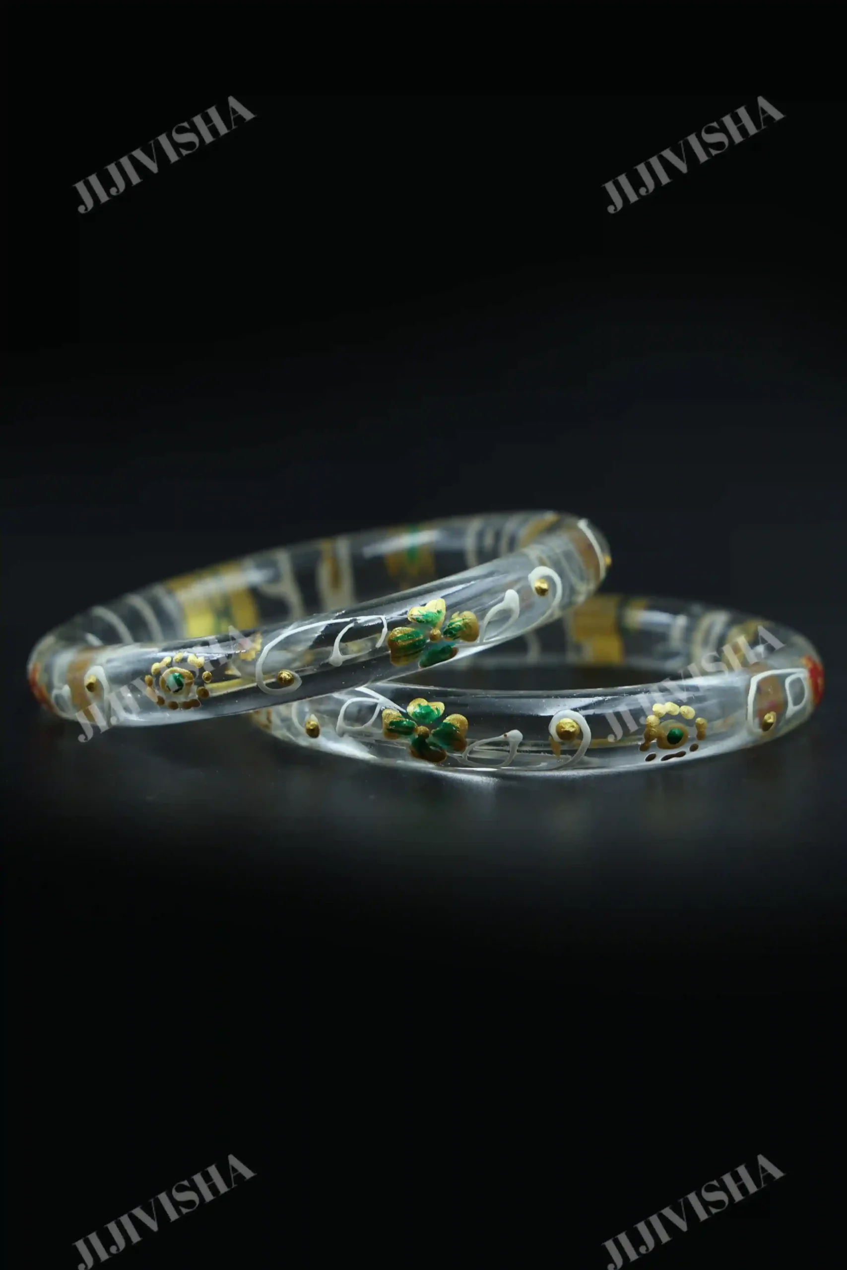 Buy Belgian Glass Bangles with Golden, White, and Red Hand Painting Online