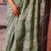 Buy Olive Blooms Linen Saree Online