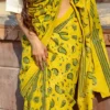 Buy Golden Foliage Cotton Block Print Saree Online
