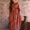 Buy Tarnish Geometric Hand Block Print Saree Online