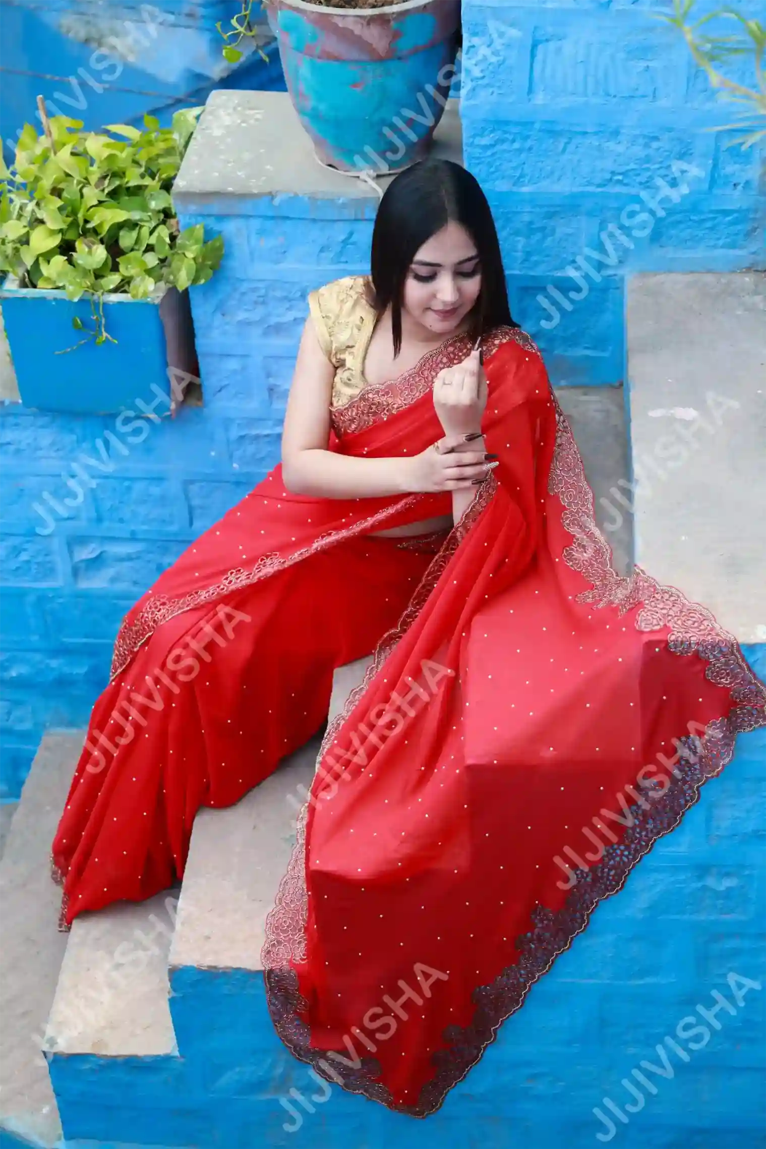 Buy Scarlet Elegance Georgette Saree Online