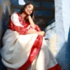 Buy Red and White Patan Patola Silk Handspun Handwoven Saree