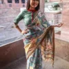 Buy Verdant Heritage Kalamkari Tussar Silk Saree Online