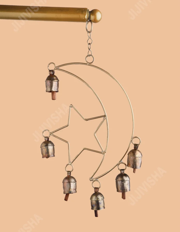 Celestial Harmony Metal Wall Hang with Bells - Gallery Image