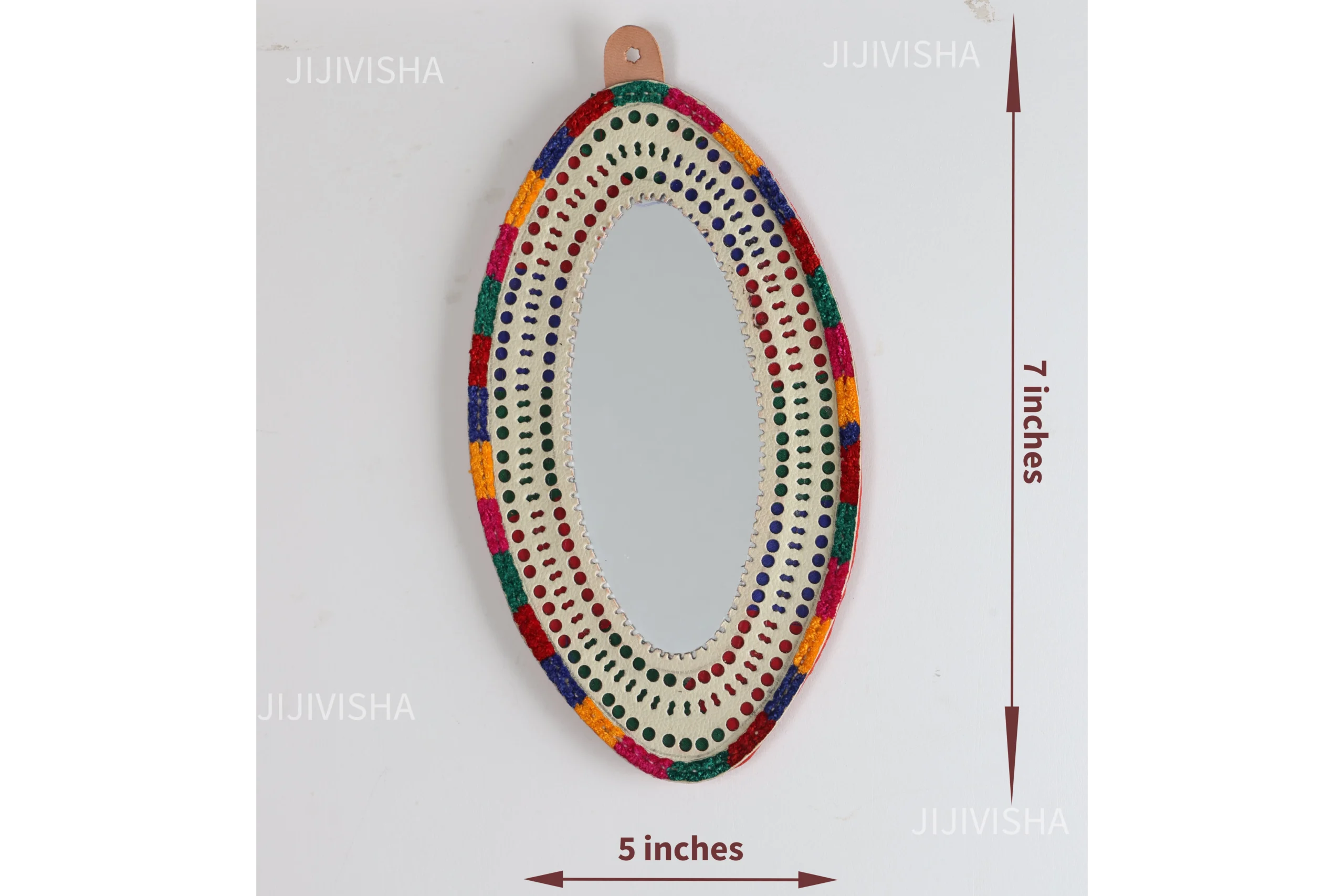 Buy Rainbow Mirage Oval Mirror with Leather Border Online