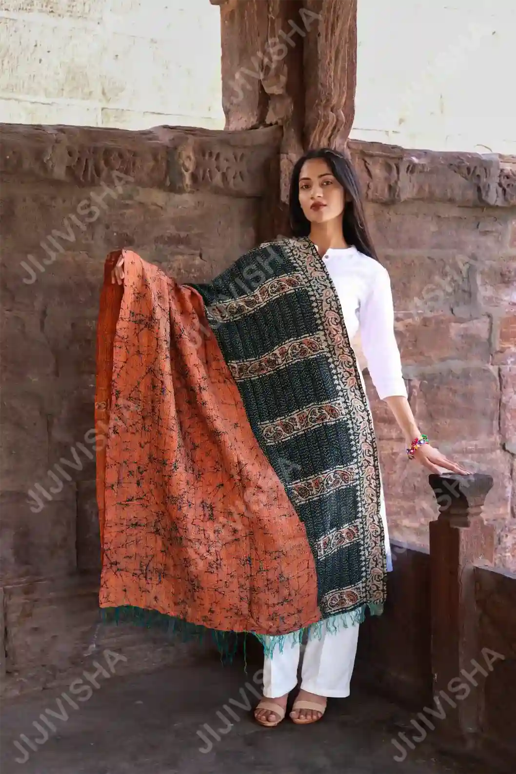 Buy Harvest Hues Pattachitra Silk Stole Online