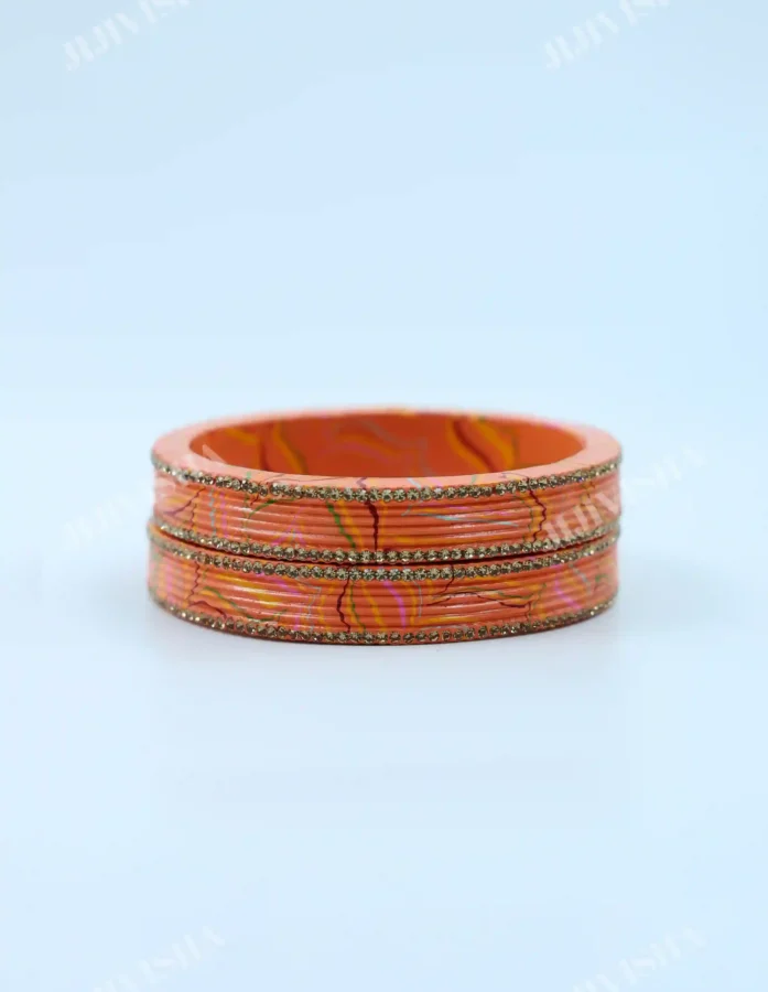 Buy Peachy Splendor Laakh Bangles Online