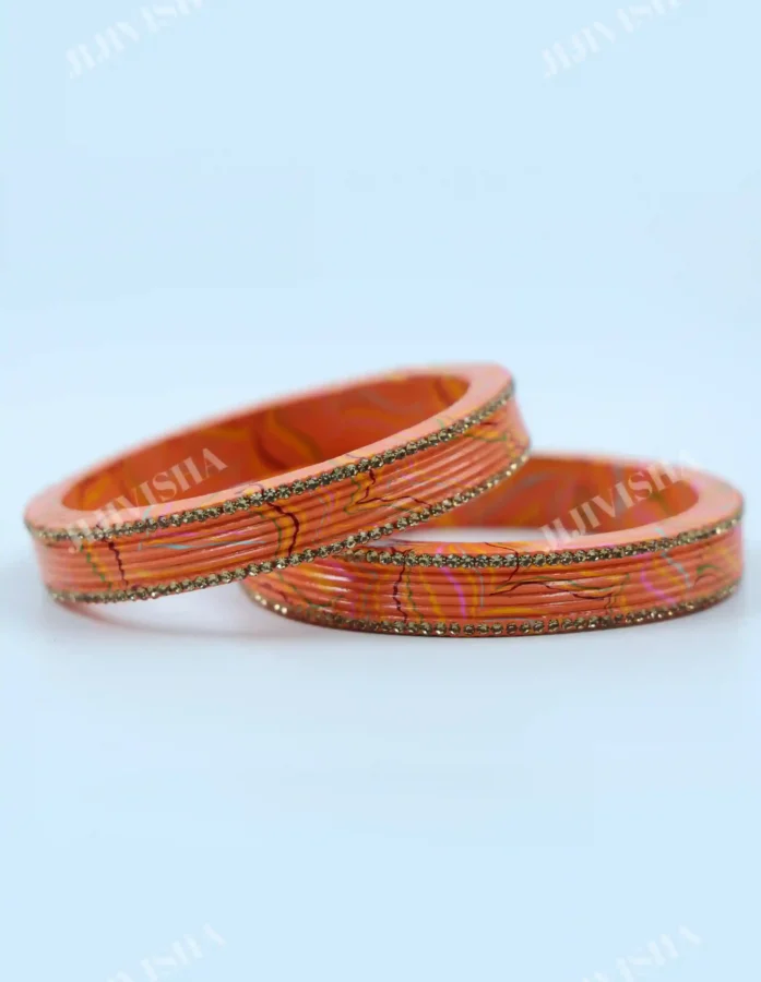 Buy Peachy Splendor Laakh Bangles Online