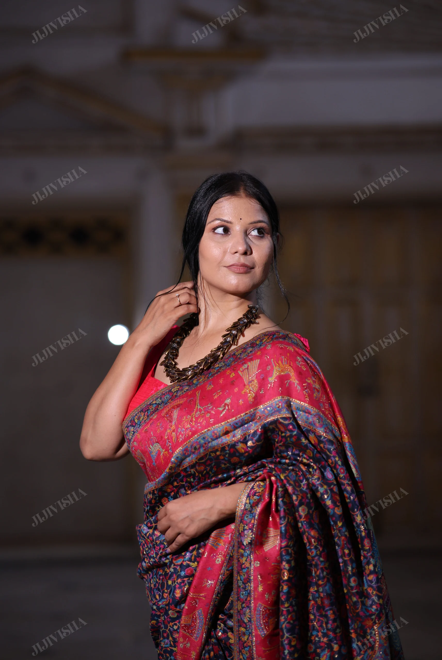 Buy Navy Blue Kani Weave Saree Online