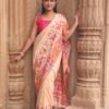 Buy Cream Kani Weave Silk Saree with Multi colour Pallu Online