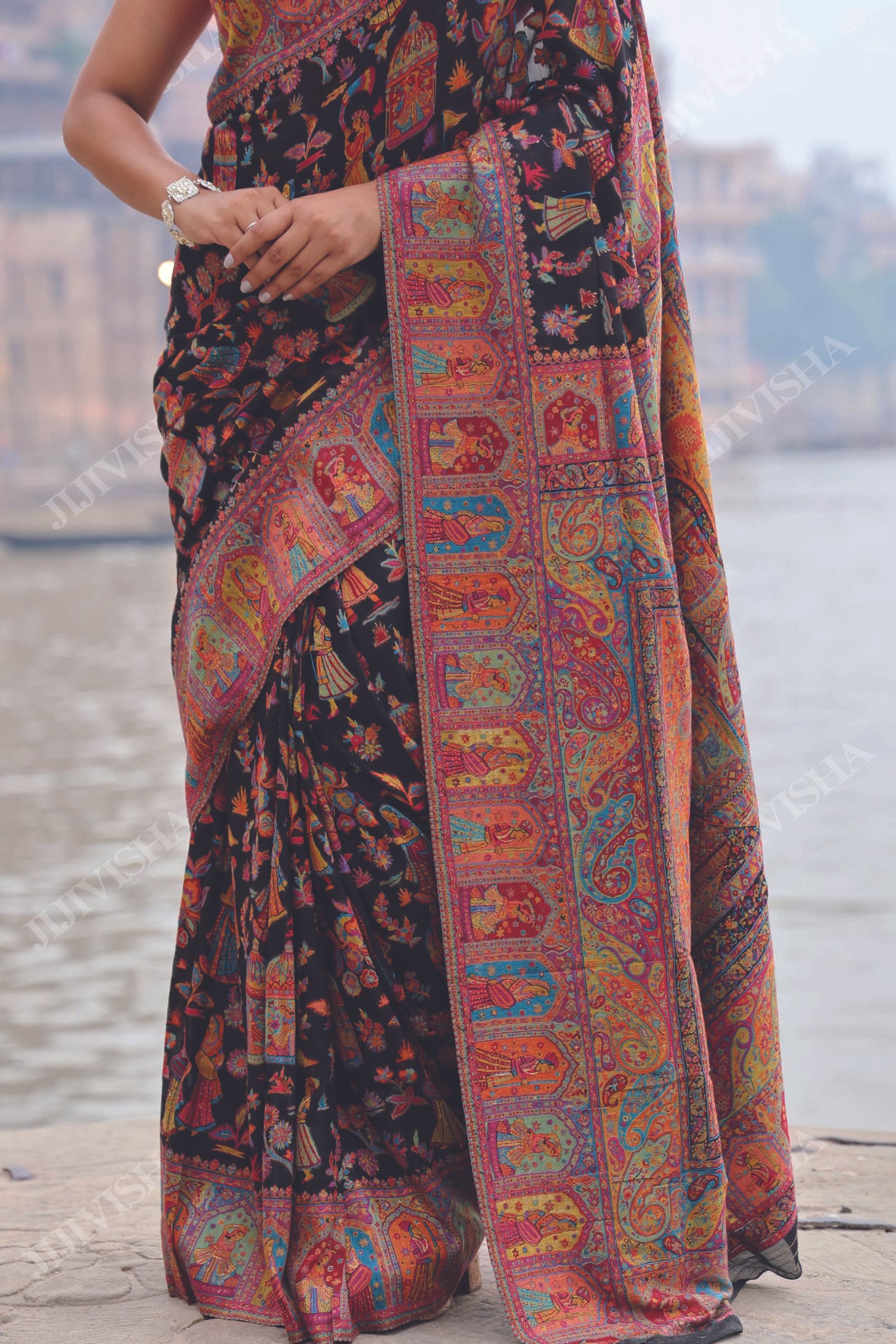 JVWSR209_4 Buy Black Silk Handwoven Saree Online