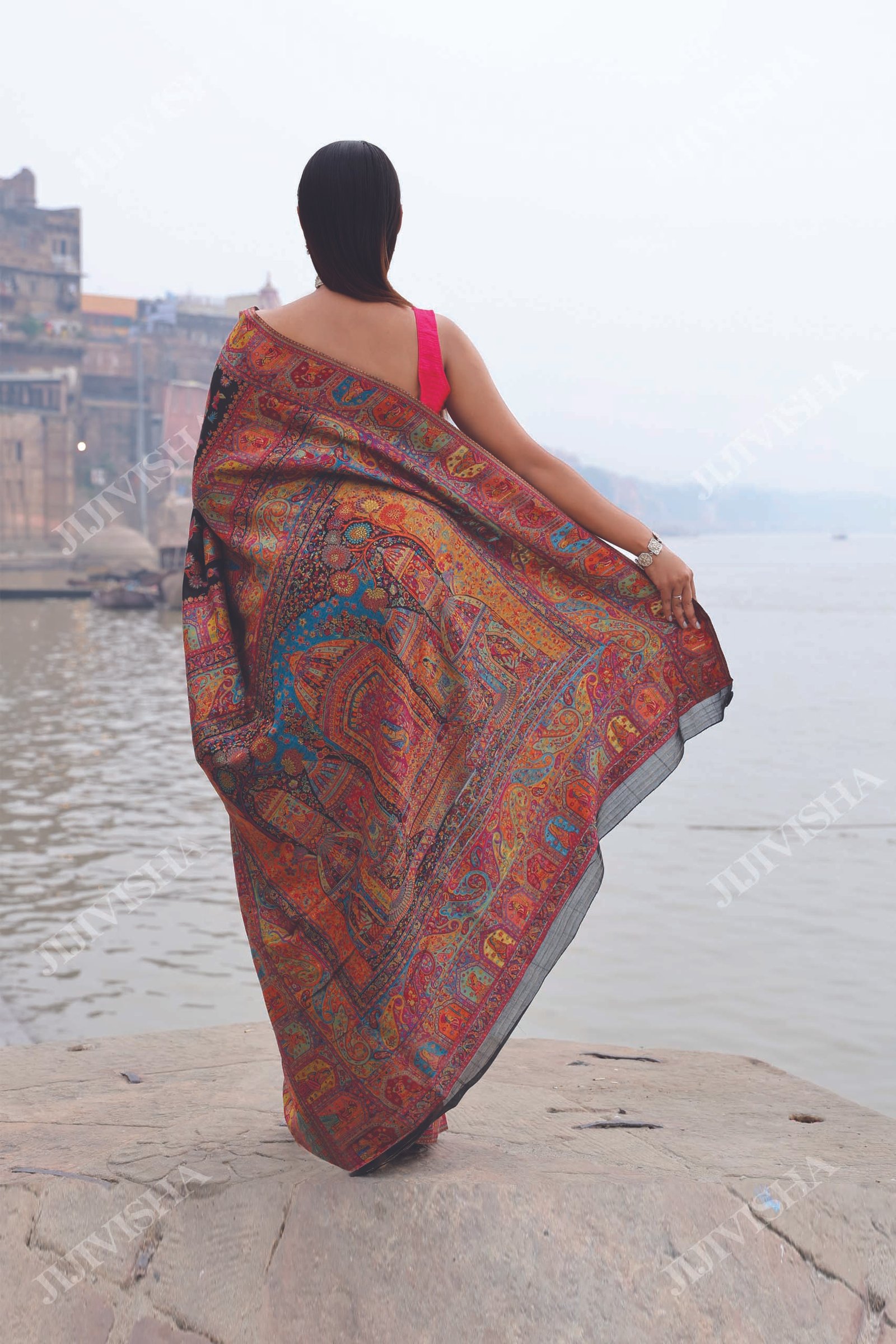 JVWSR209_6 Buy Black Silk Handwoven Saree Online