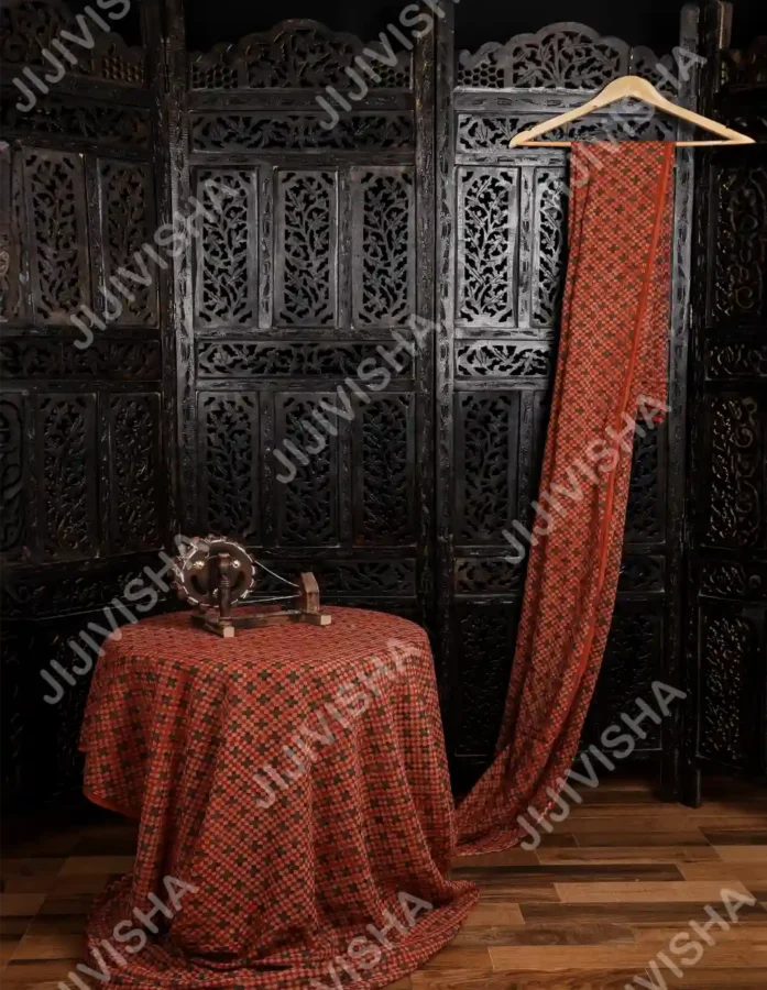 Buy Sunset Glow Handblock Printed Mulmul Cotton Dress Material