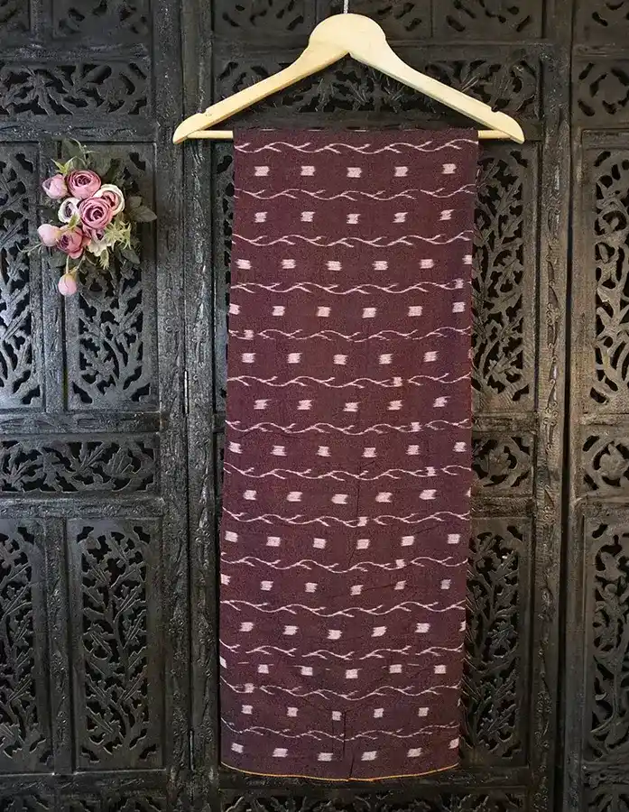Buy Wine Sambhalpuri Handwoven Cotton Fabric