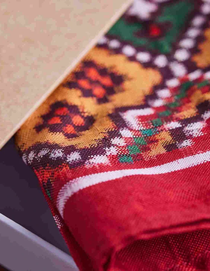 Patola Silk Pocket Square Red-Yellow