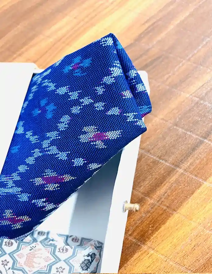 Royal Blue Semi Patola Silk Pocket Square