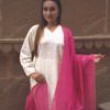 Buy Pink Chanderi Silk Dupatta with Golden Border Online