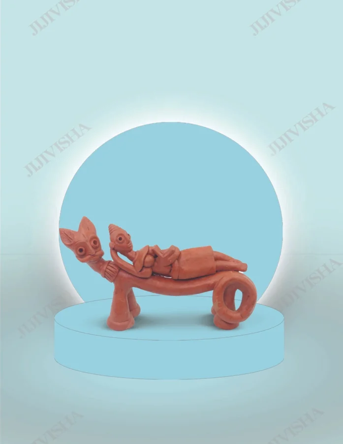 Sands of Time Terracotta Cat and Man Murti