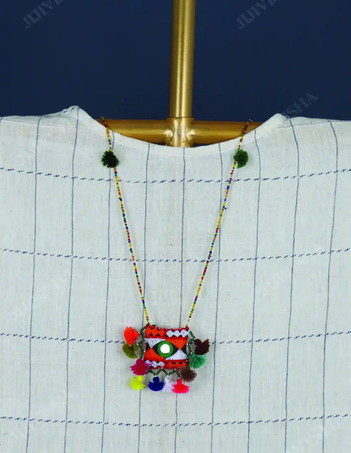 Buy Embroidered Beaded Tassel Necklace