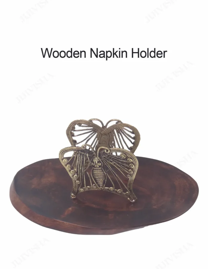 Wooden Napkin Holder With Dokra Work