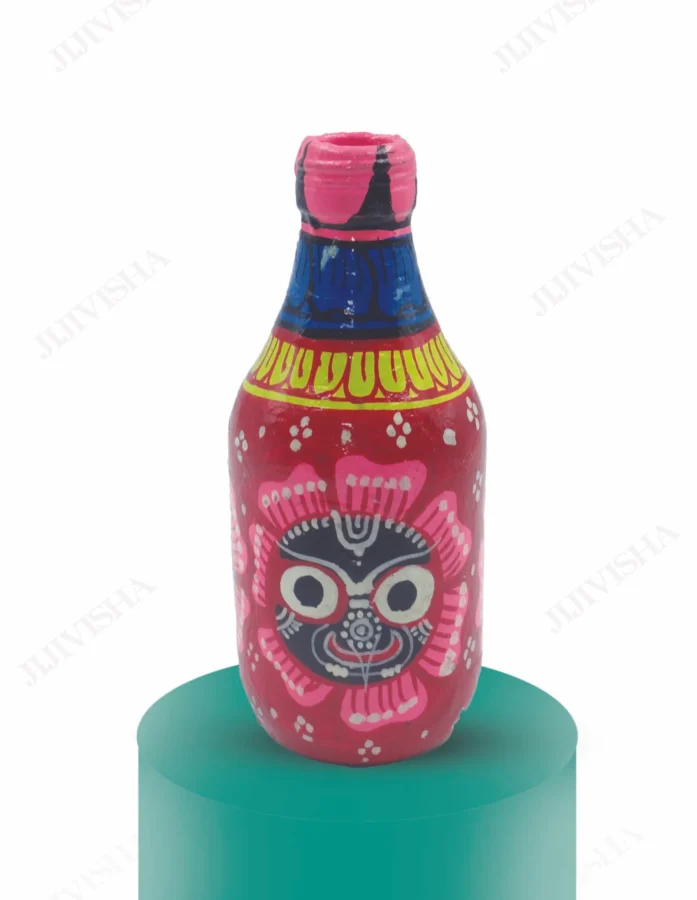 Multicoloured Pattachitra Glass Bottle(Small)