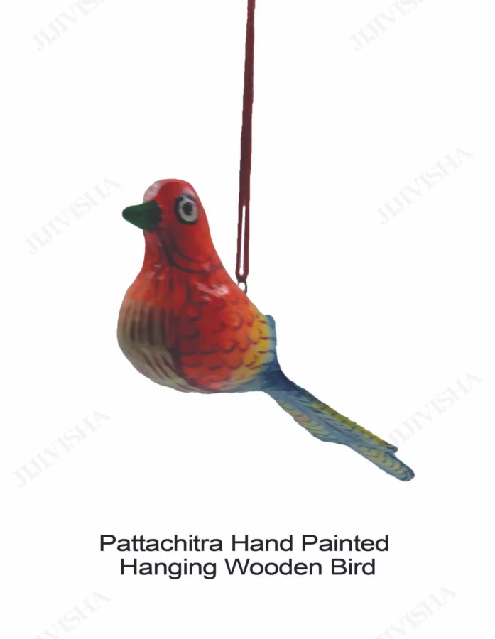 Buy Pattachitra Hand Painted Hanging Wooden Bird online