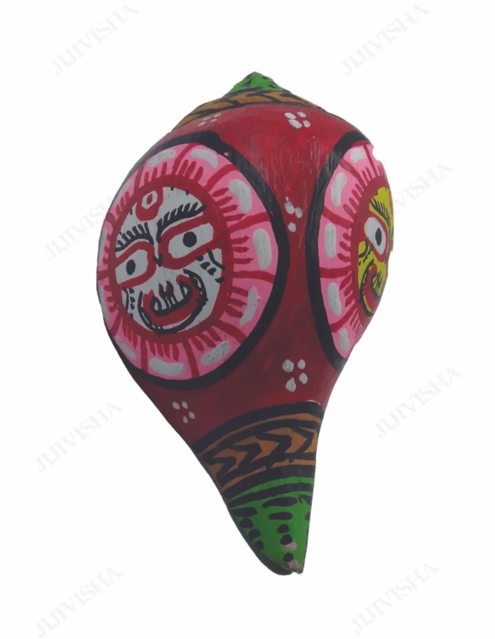 Crimson Charm Pattachitra Shankh Paperweight