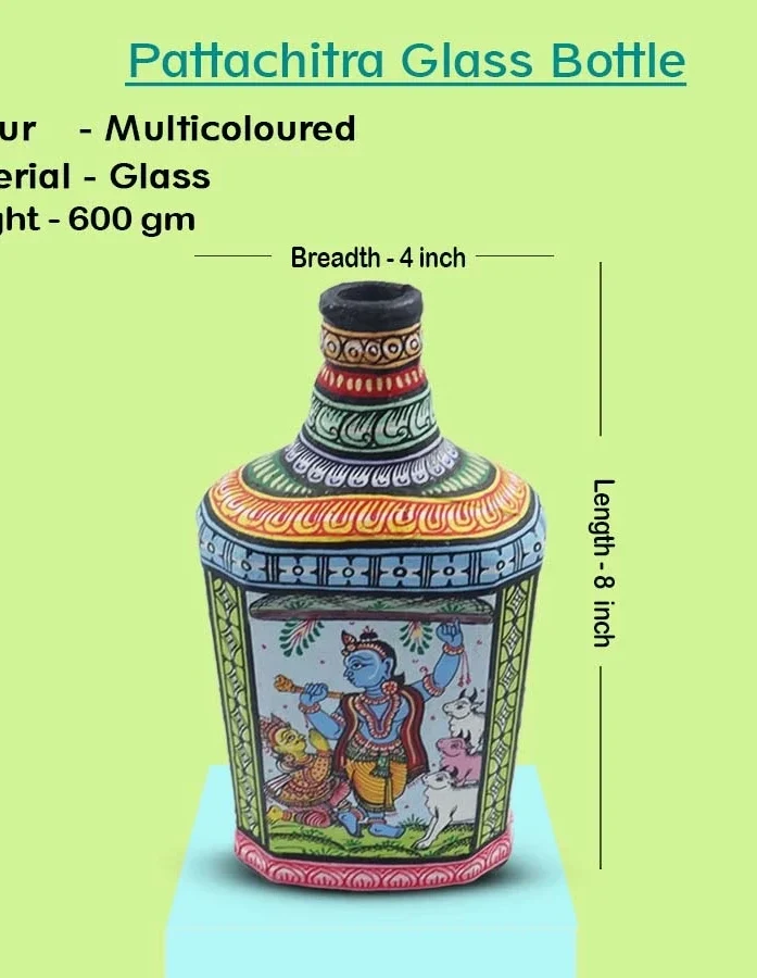 Pattachitra Glass Bottle(Large) - Gallery Image