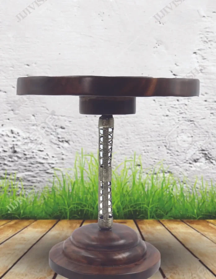 Wooden Cake stand With Dokra Work