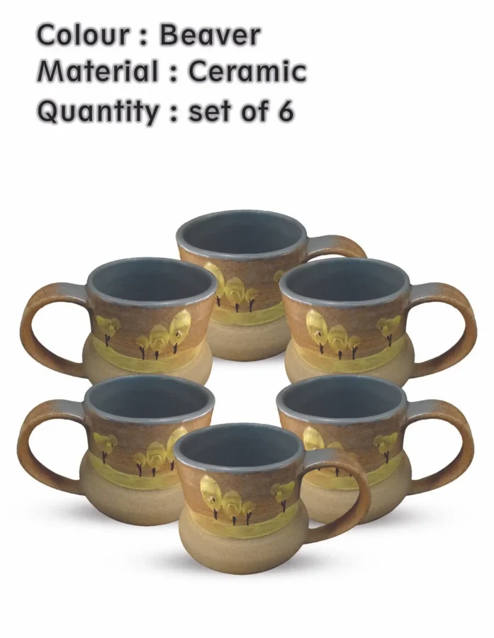 Beaver Hand Painted Ceramic Mug Set