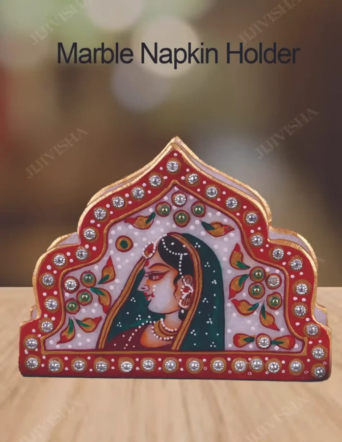 Marble Napkin Holder With Meenakari Work
