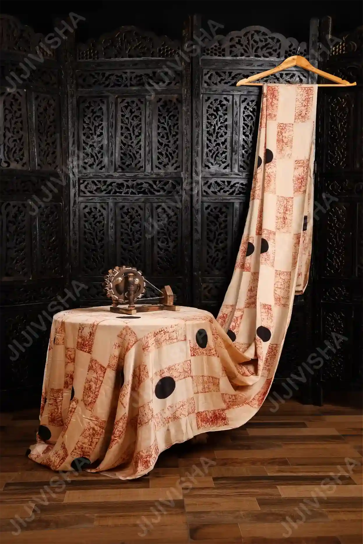 buy Creamy Silk Ajrakh fabric online