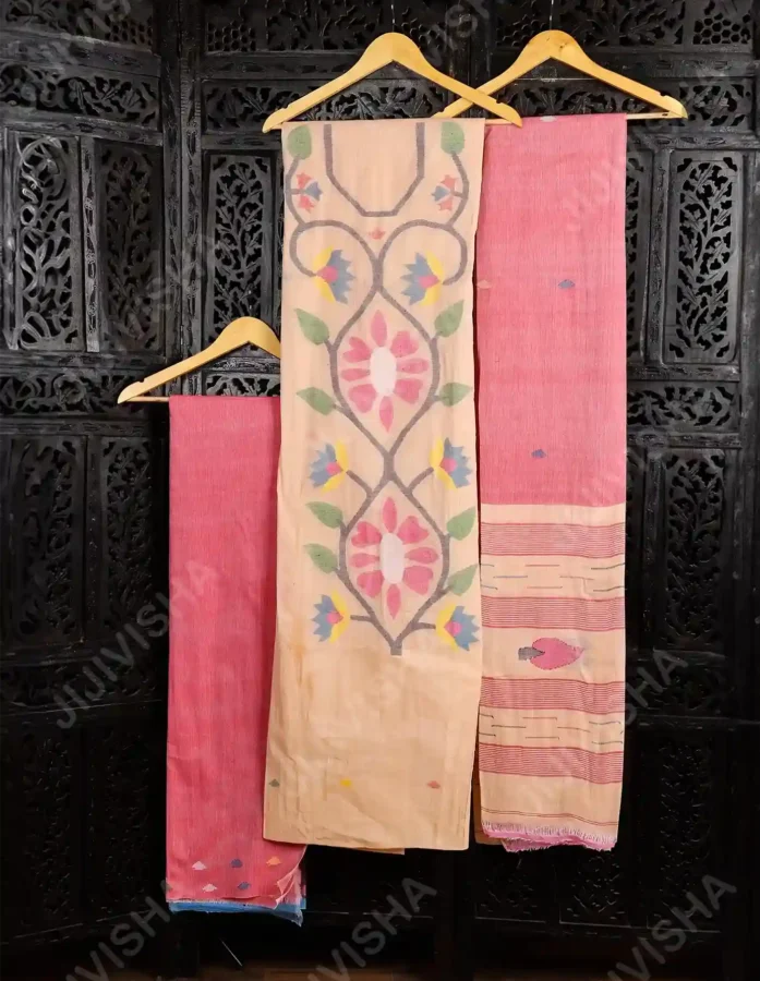Buy Enchantweave Jamdani Cotton Dress Material