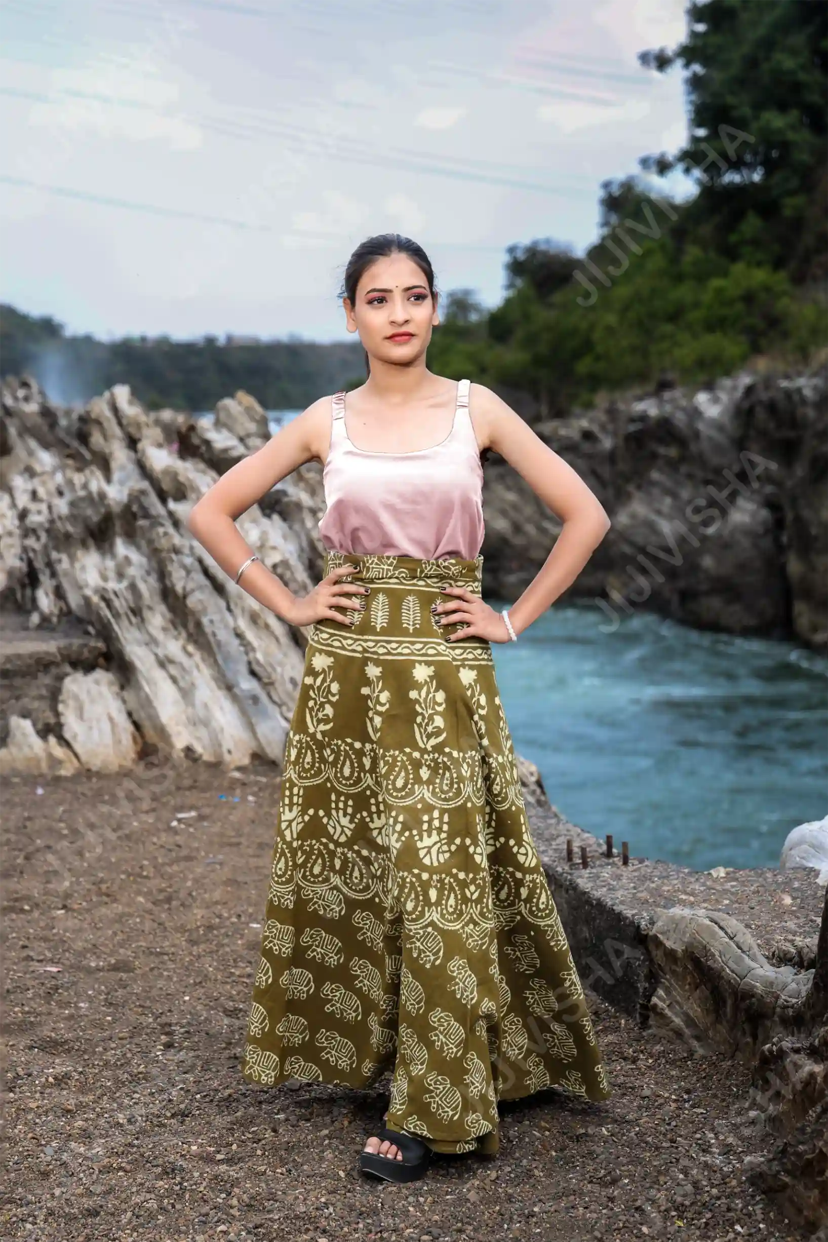 Buy Embracing Elegance with Hand Block Print Wrapper-on